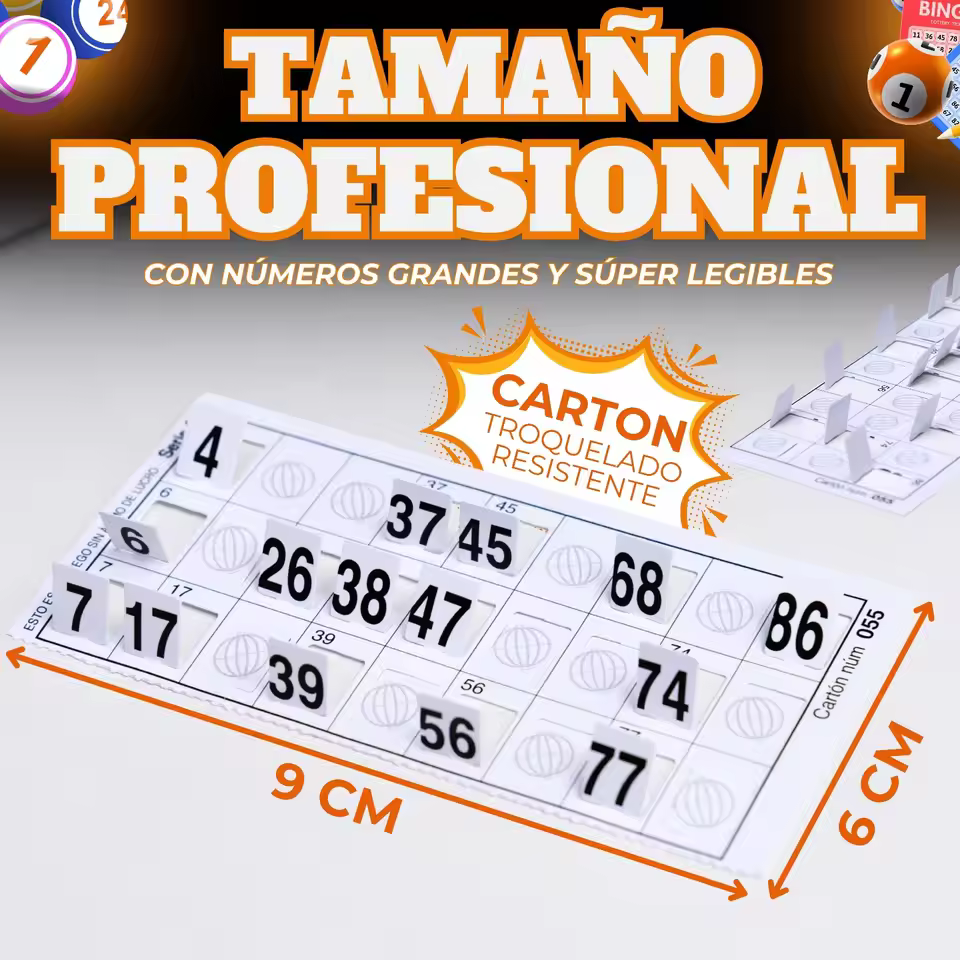 Bingo Familiar 90 Bolas + 960 Cartones Troquelados - Imagen 2