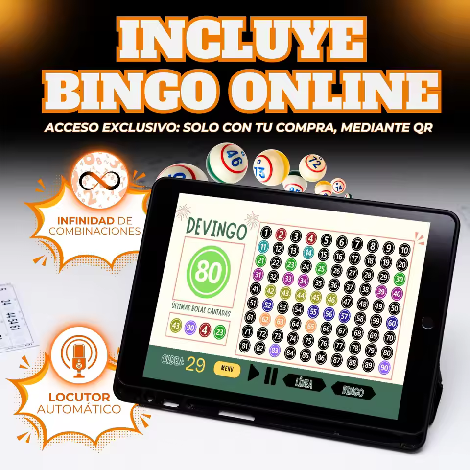 Bingo Familiar 90 Bolas + 960 Cartones Troquelados - Imagen 3