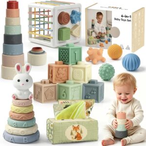 Caja de Tesoros Sensorial Montessori - 12 Objetos Naturales para Bebés 6-18 Meses