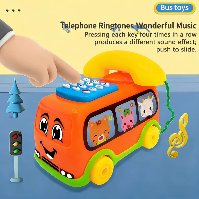 Coche Autobús Telefónico Bebé Montessori - Juguete Educativo con Teclado y Sonidos para +1 Año - Imagen 2