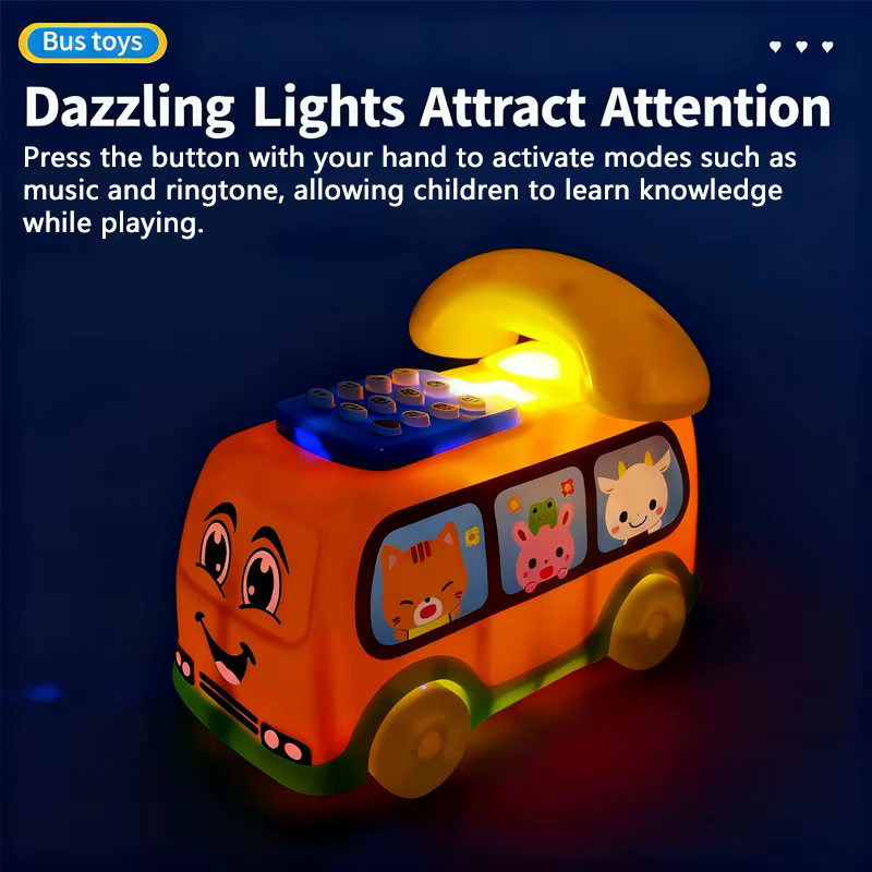 Coche Autobús Telefónico Bebé Montessori - Juguete Educativo con Teclado y Sonidos para +1 Año - Imagen 3