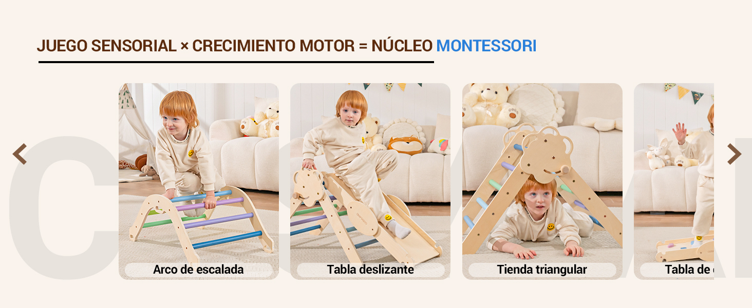 Arco Pikler Plegable de Madera - Triángulo de Escalada para Bebés 1-3 Años - Imagen 3