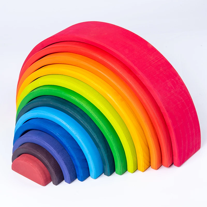 Arco Iris Waldorf de Madera Natural - 7 Piezas Apilables - Imagen 2